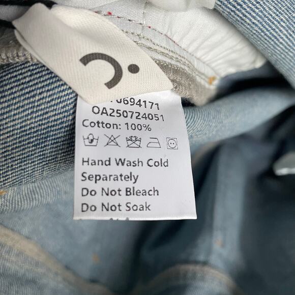 Commense Blue Wide Leg Jeans Red Track Stripe NWT sz XL 100% Cotton Minimalist - Picture 5 of 10